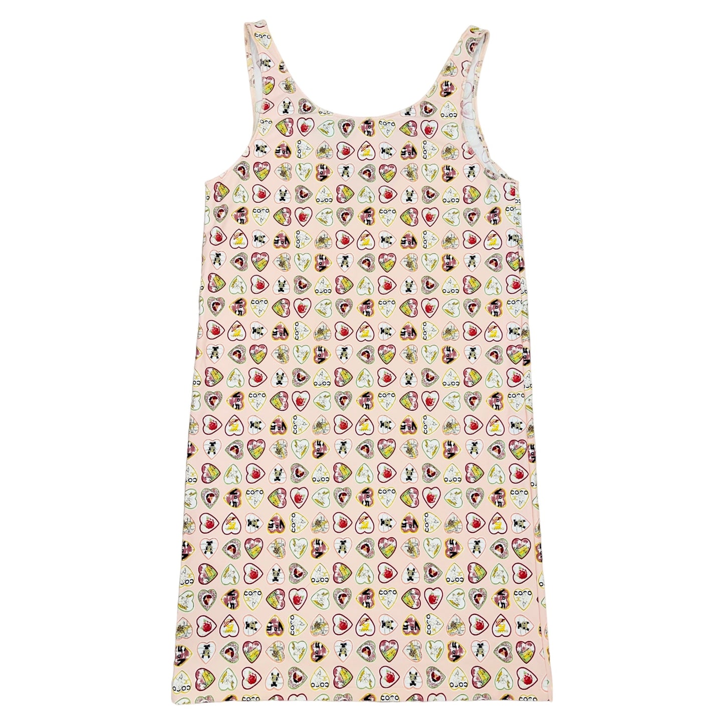 CHANEL Vintage 06P Vintage Pink CC Hearts Coco Charm Print Shift Dress - FR 38