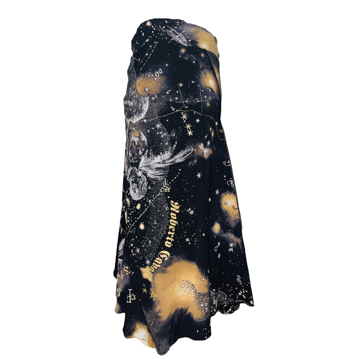 ROBERTO CAVALLI Blue Black Astrology Star Sign Print Skirt w/ Lining - S