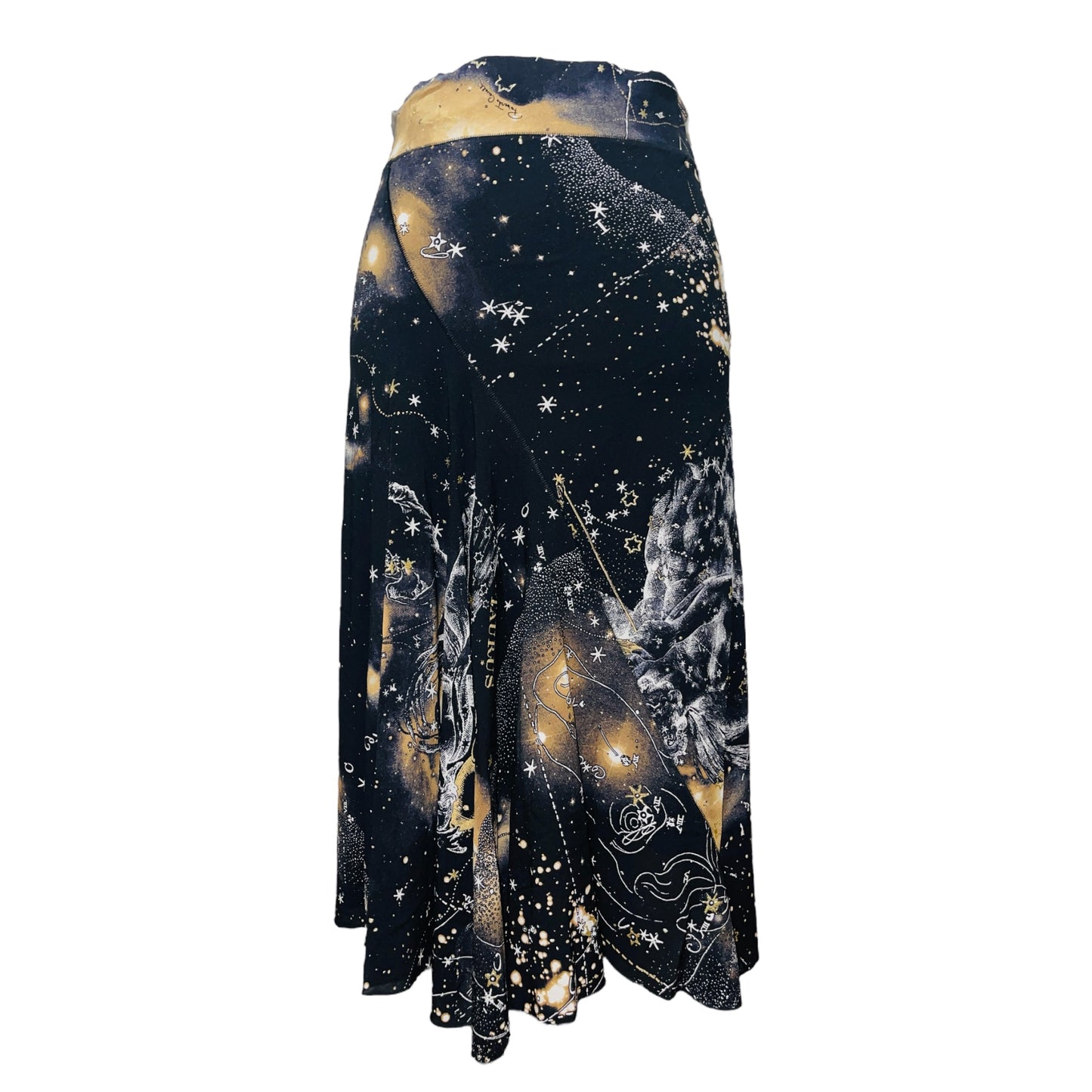 ROBERTO CAVALLI Blue Black Astrology Star Sign Print Skirt w/ Lining - S