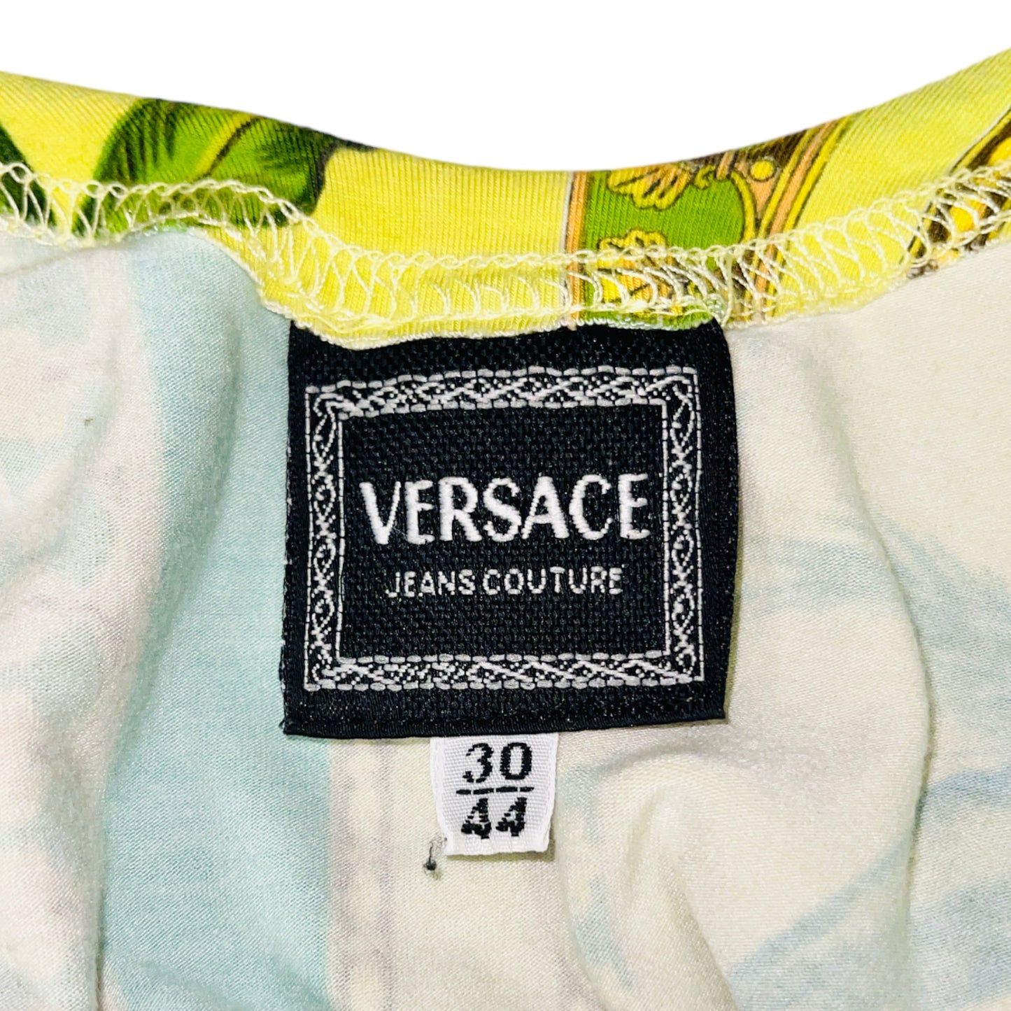 VERSACE JEANS COUTURE Vtg 1990s Tarzan Green Jungle Print Bodycon Dress - M 30/44