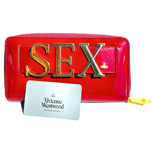 VIVIENNE WESTWOOD Long Punk Patent Red Zip-Around “Sex” Wallet - OS