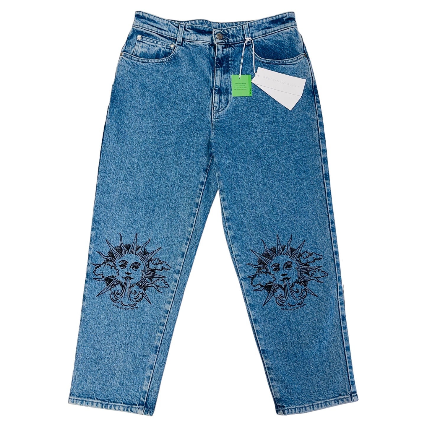 STELLA MCCARTNEY “We Are The Weather” Sun Print Blue Organic Cotton Denim Jeans - 28