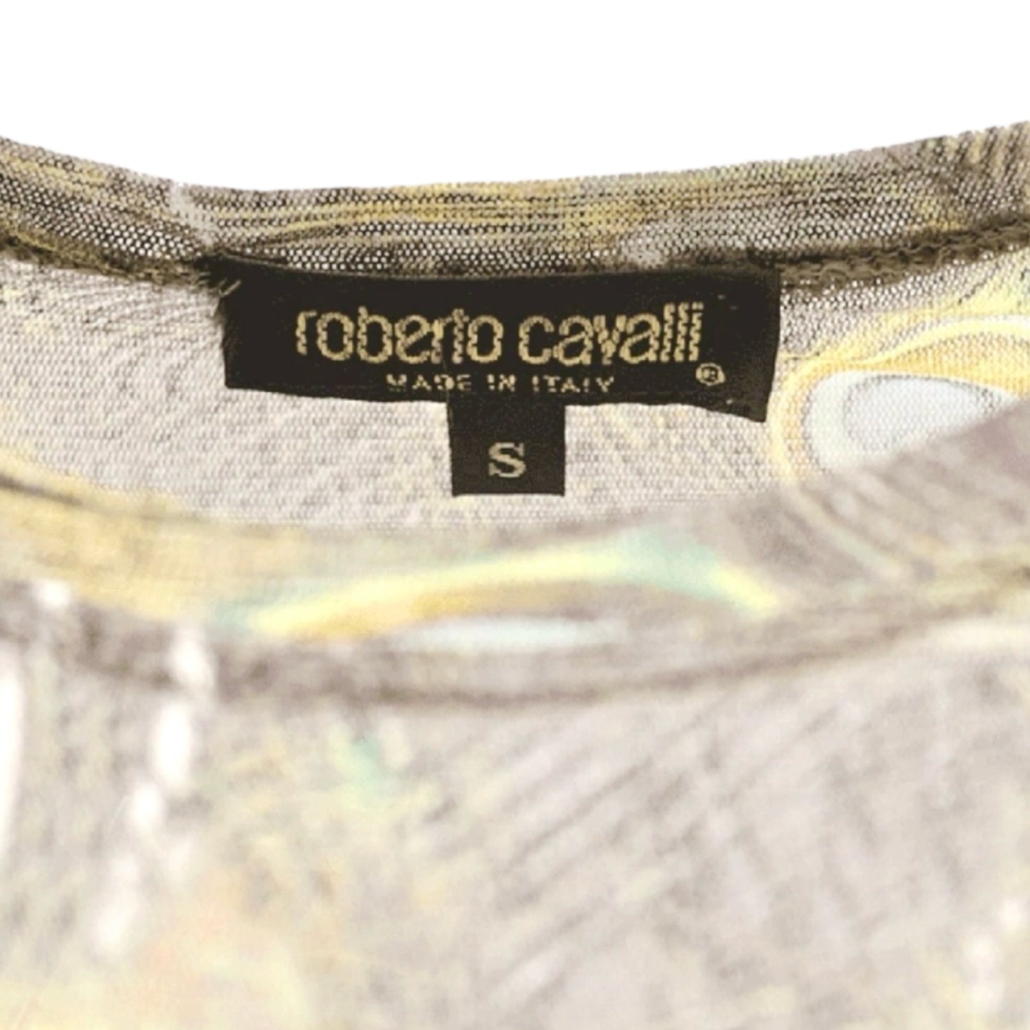 ROBERTO CAVALLI F/W 1999 Green Blue Peacock Mesh Longsleeve Top - S