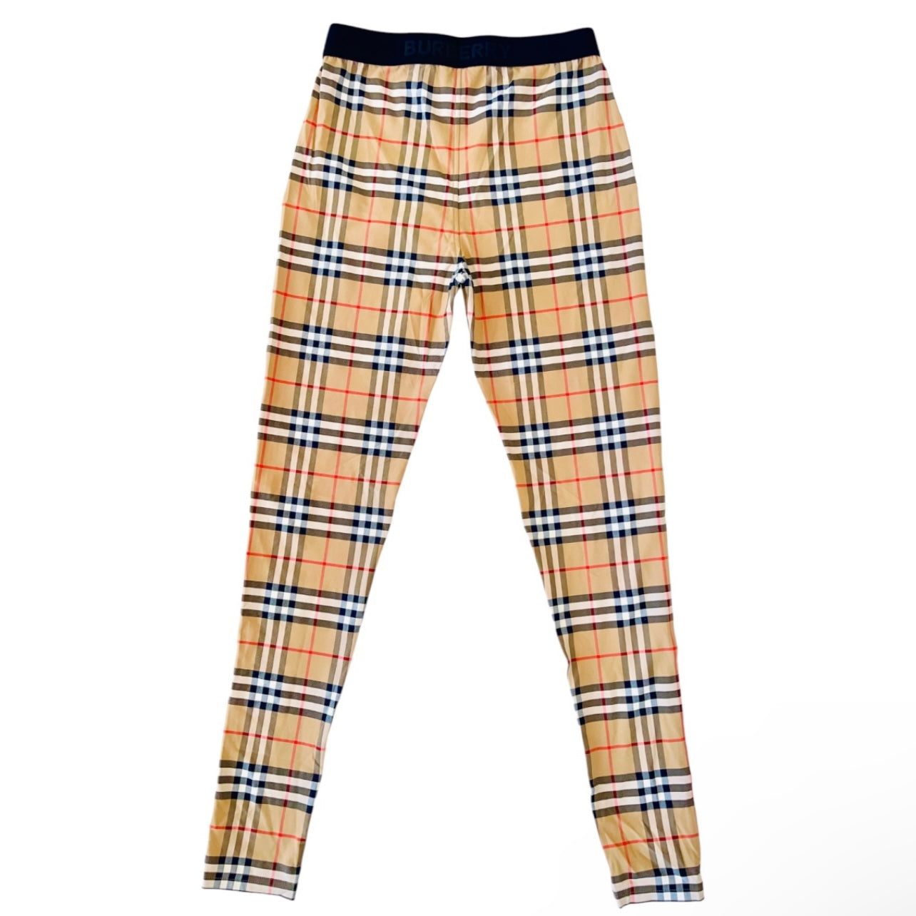 BURBERRY 'Classic Nova Check' Beige Iconic Plaid Print Leggings - S