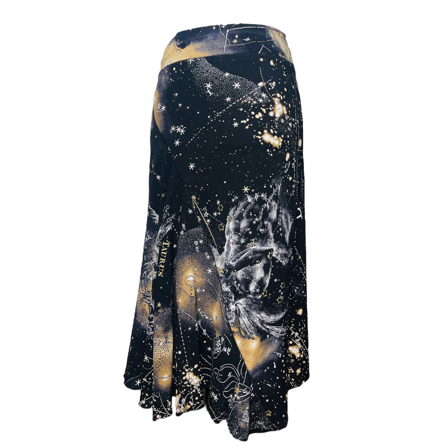 ROBERTO CAVALLI Blue Black Astrology Star Sign Print Skirt w/ Lining - S