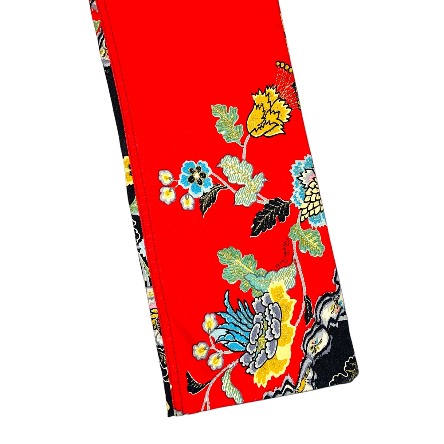 ROBERTO CAVALLI S/S 2003 Red Chinoiserie Chinese Motifs Denim Trouser Jeans - M