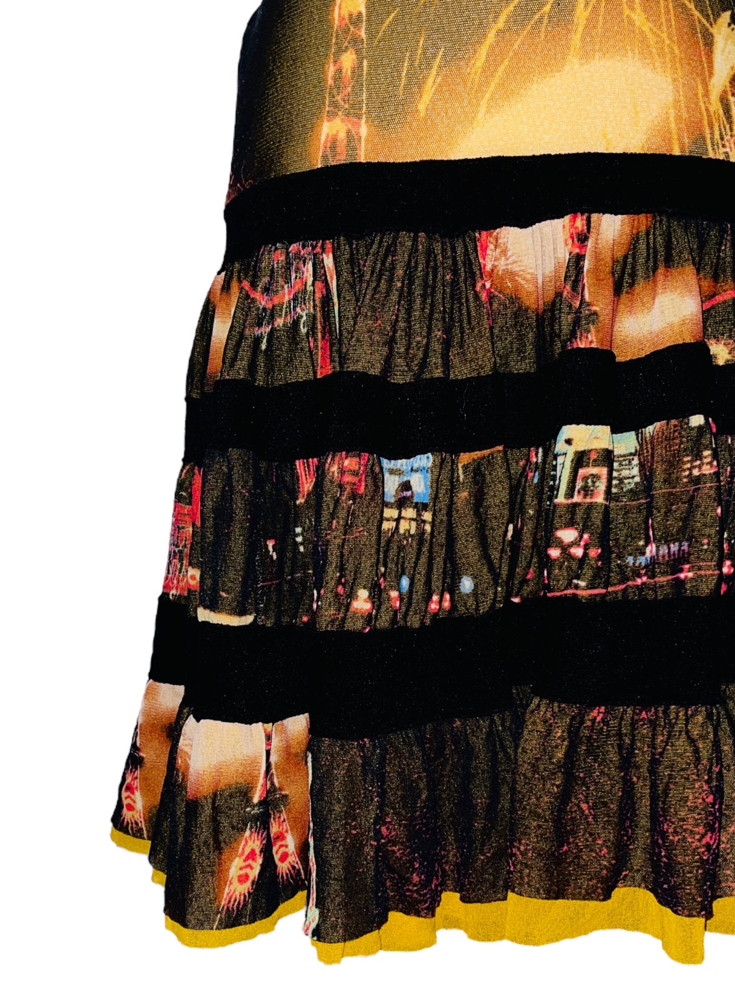 JEAN PAUL GAULTIER Maille F/W 2000 Millenium Paris Eiffel Tower Tiered Mesh Skirt - S