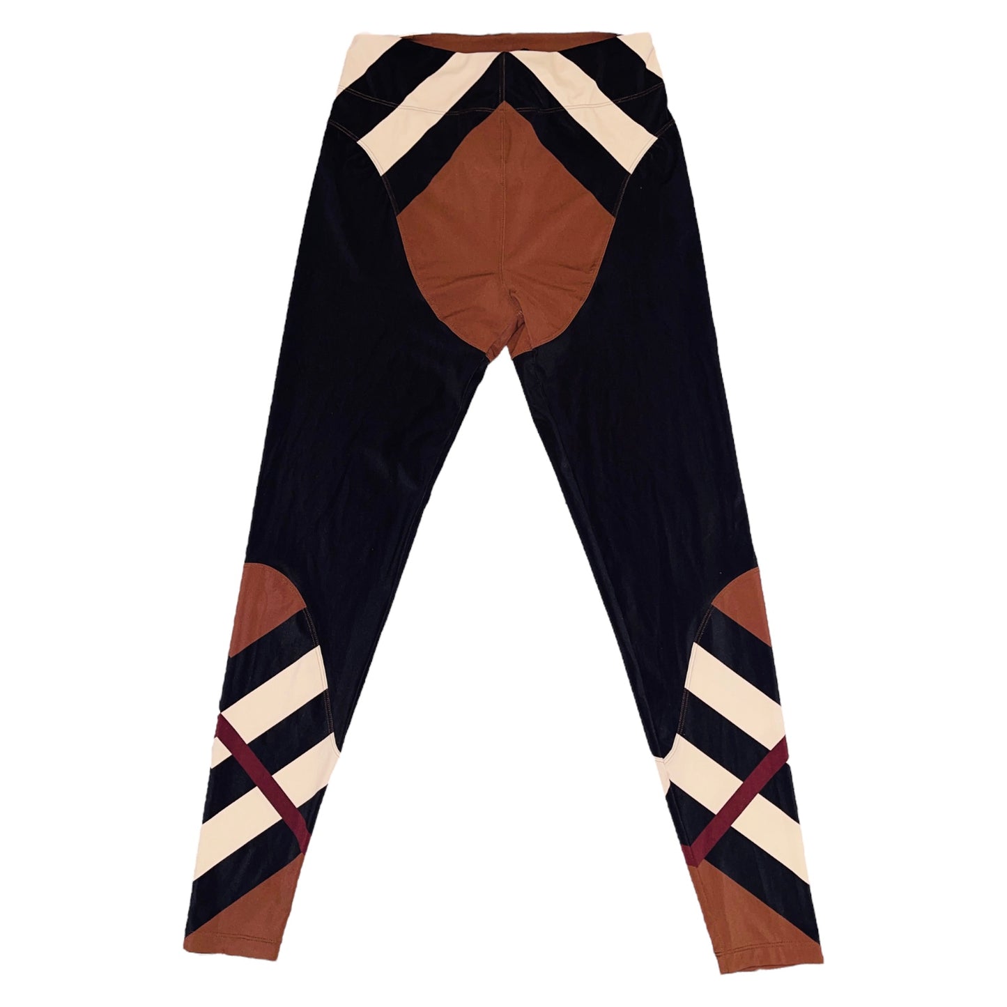 BURBERRY 'Dark Burch Brown' Chevron Check Plaid Panel Leggings - S