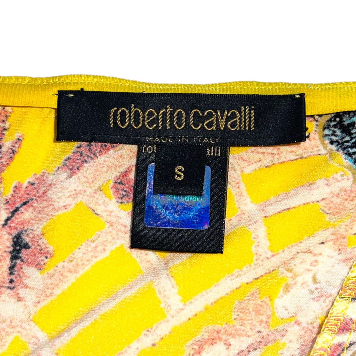 ROBERTO CAVALLI S/S 2003 Yellow Silk Chinoiserie Cheongsam w/ Corset Set - S/XS