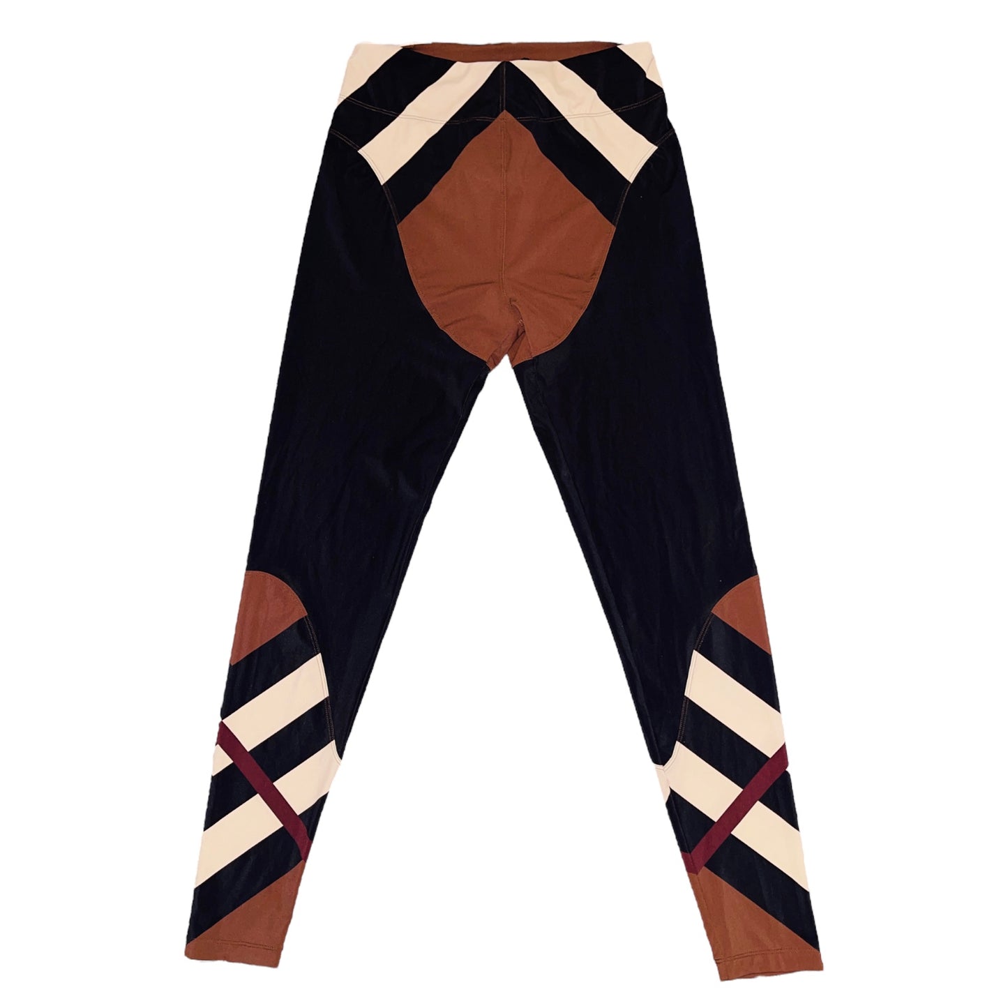 BURBERRY 'Dark Burch Brown' Chevron Check Plaid Panel Leggings - S